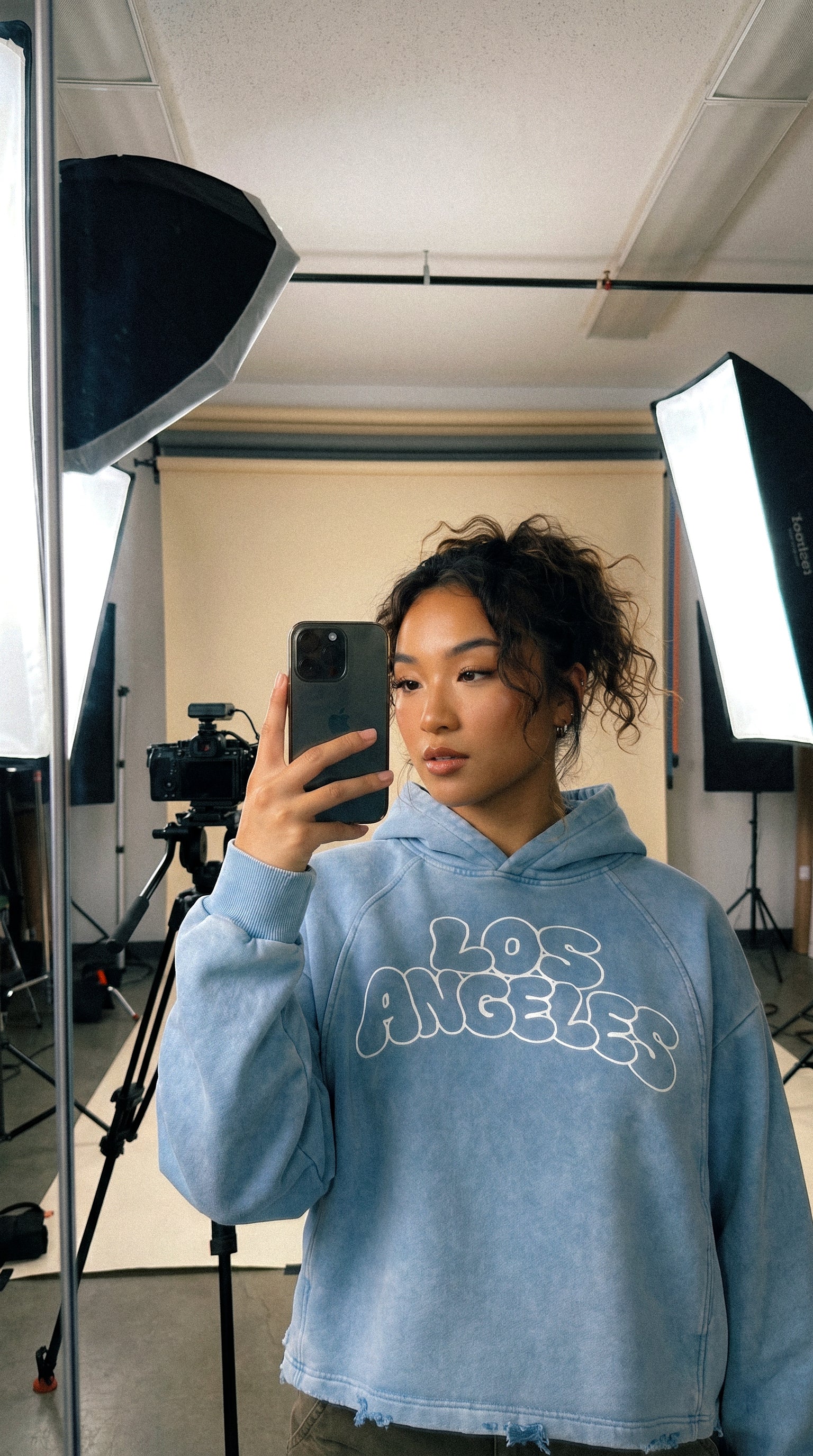Washed Blue - LA Cropped Hoodie – ABLISS
