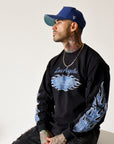 Black - Blue Flame Long Sleeve