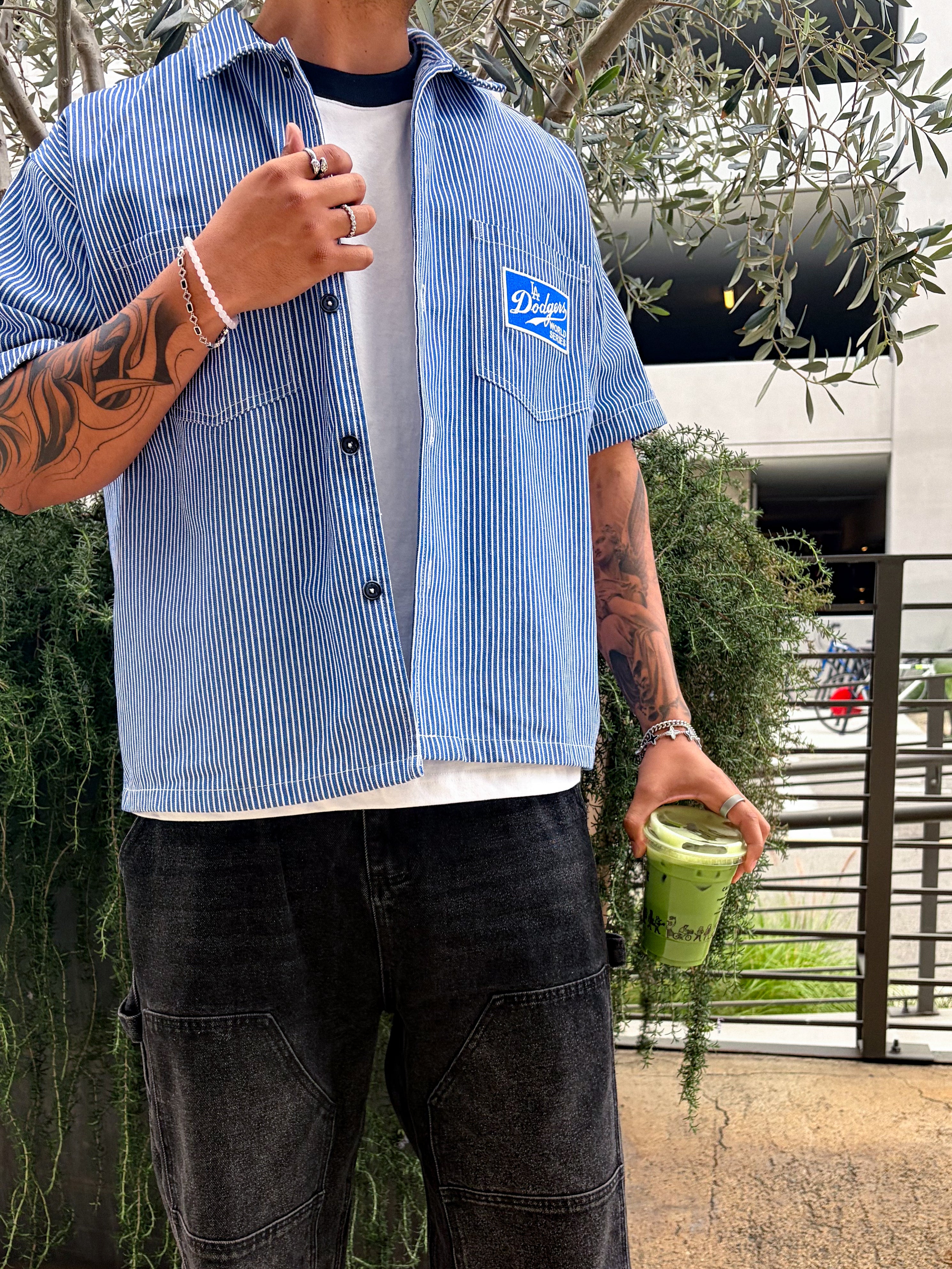 Blue - Box Logo Cropped Work Shirt – ABLISS