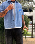 Blue - Box Logo Cropped Work Shirt