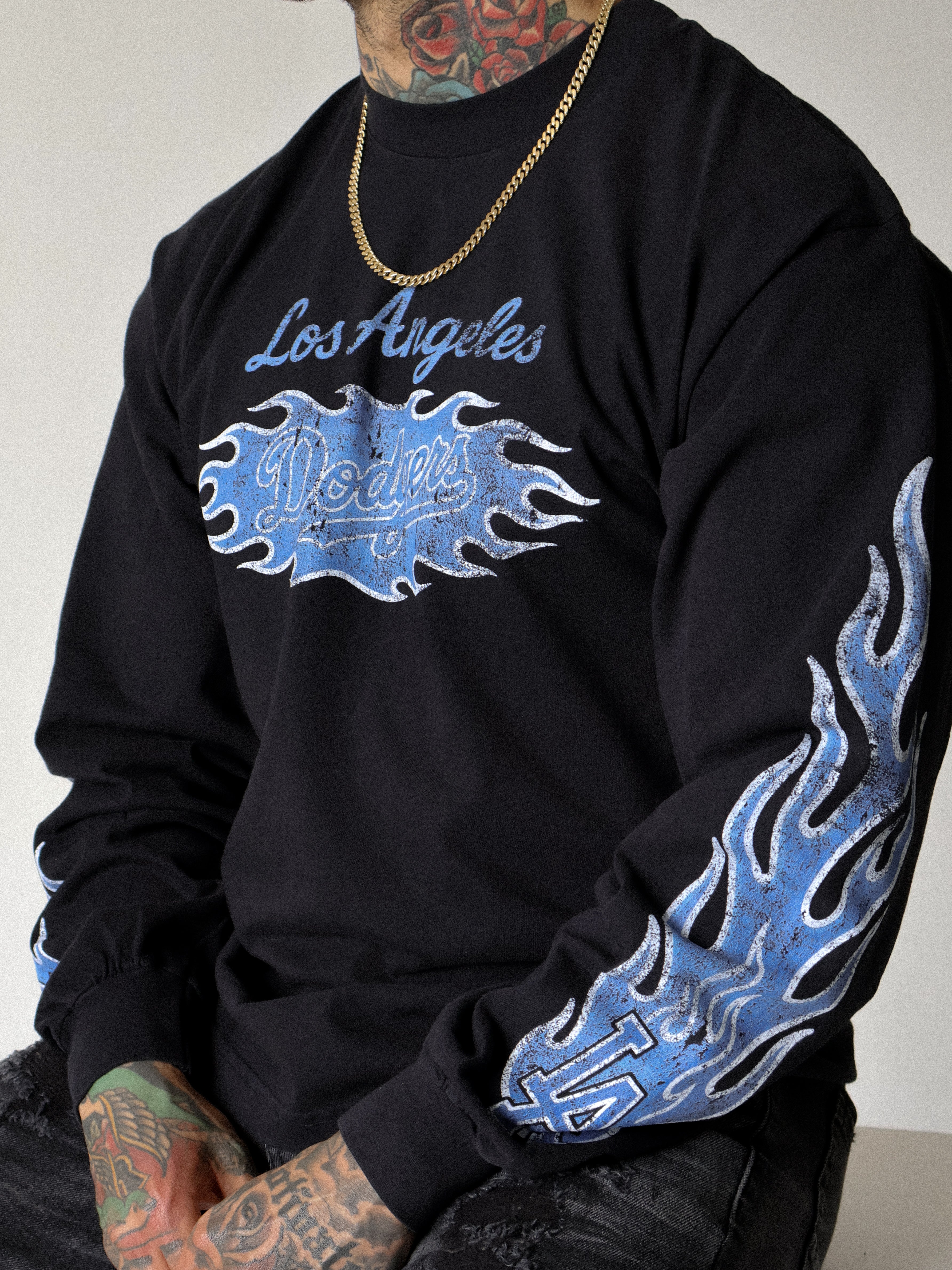 Black - Blue Flame Long Sleeve Black - Blue Flame Long Sleeve