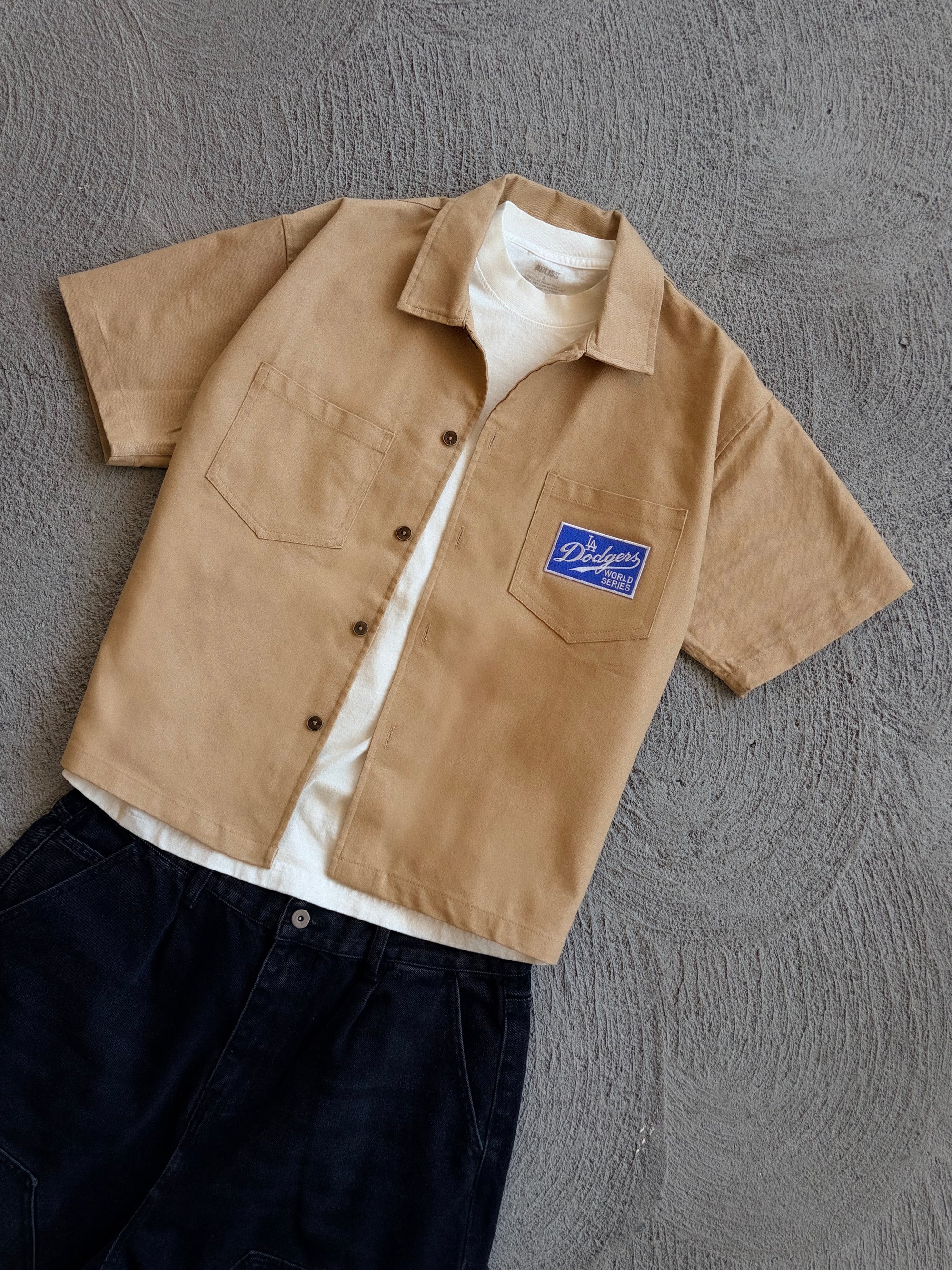 Tan - Box Logo Cropped Work Shirt