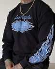 Black -  Blue Flame Long Sleeve
