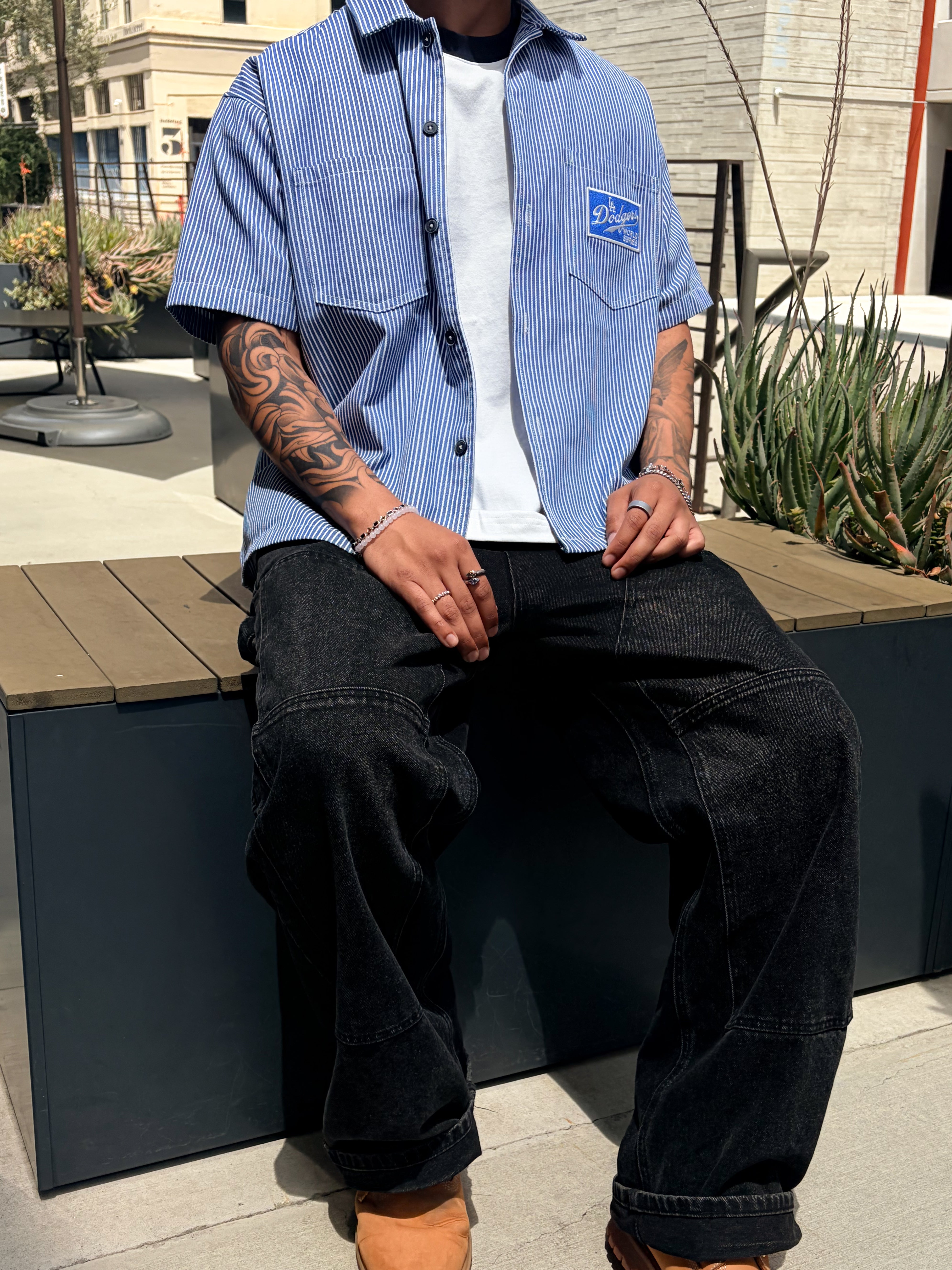 lchi様Axxe Classic ML、MLBブラック/ブルー　ショートジョン Blue - Box Logo Cropped Work Shirt – ABLISS