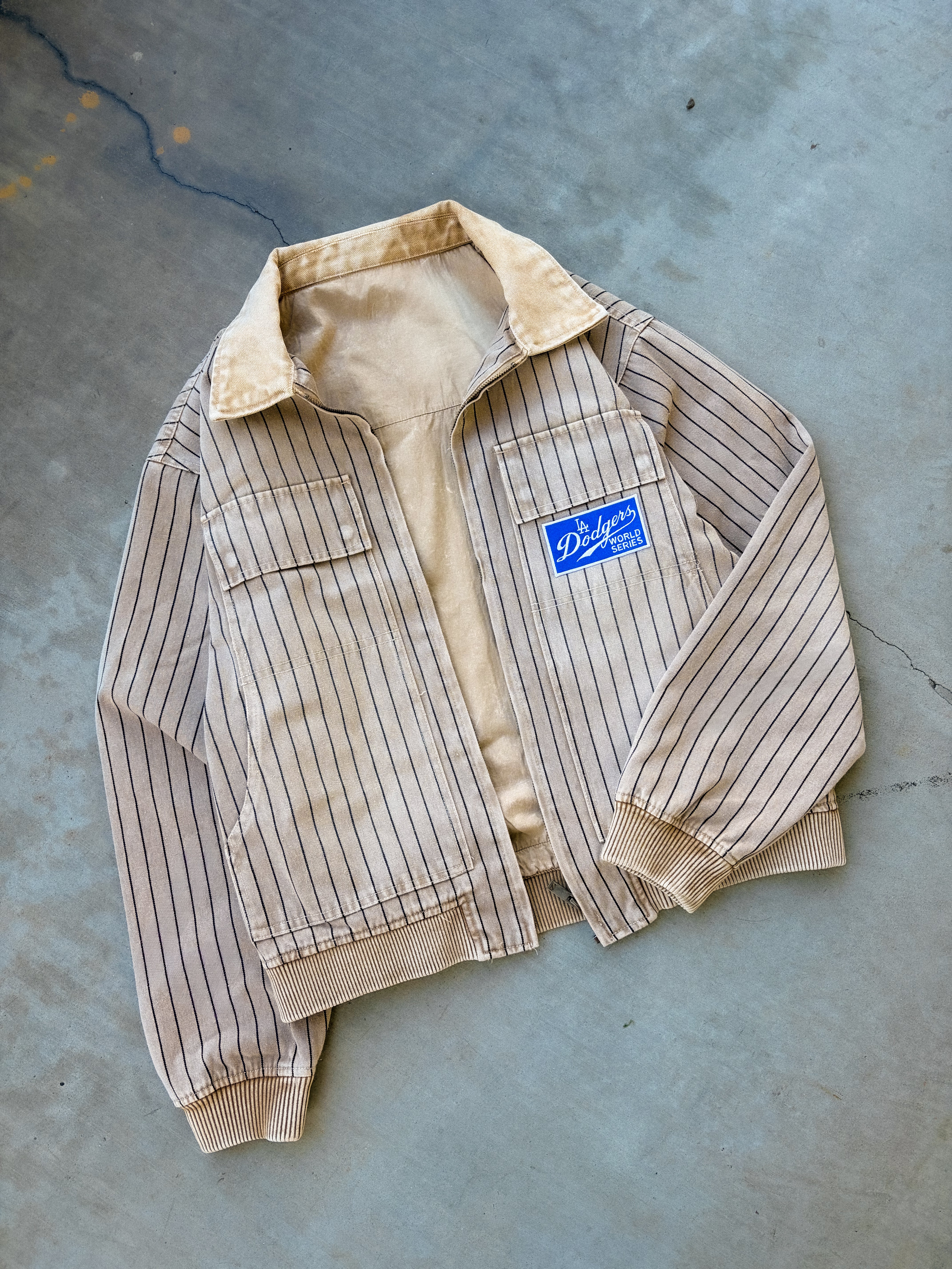 Tan Pinstripe - Vintage Box Logo Work Jacket – ABLISS