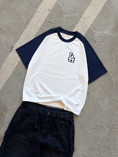 White/Navy - LA Raglan Tee – ABLISS