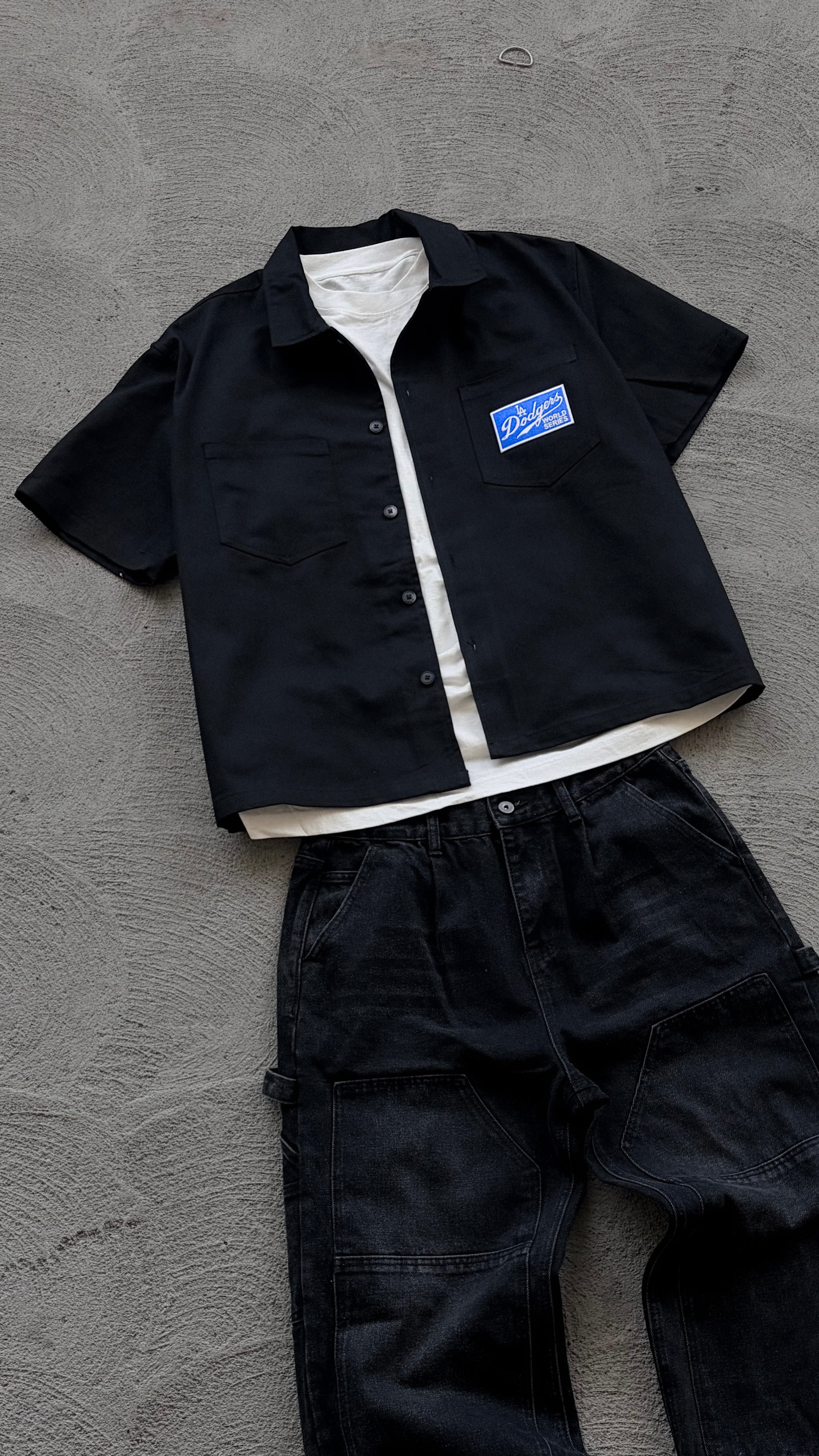 Black - Box Logo Cropped Work Shirt