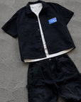 Black - Box Logo Cropped Work Shirt