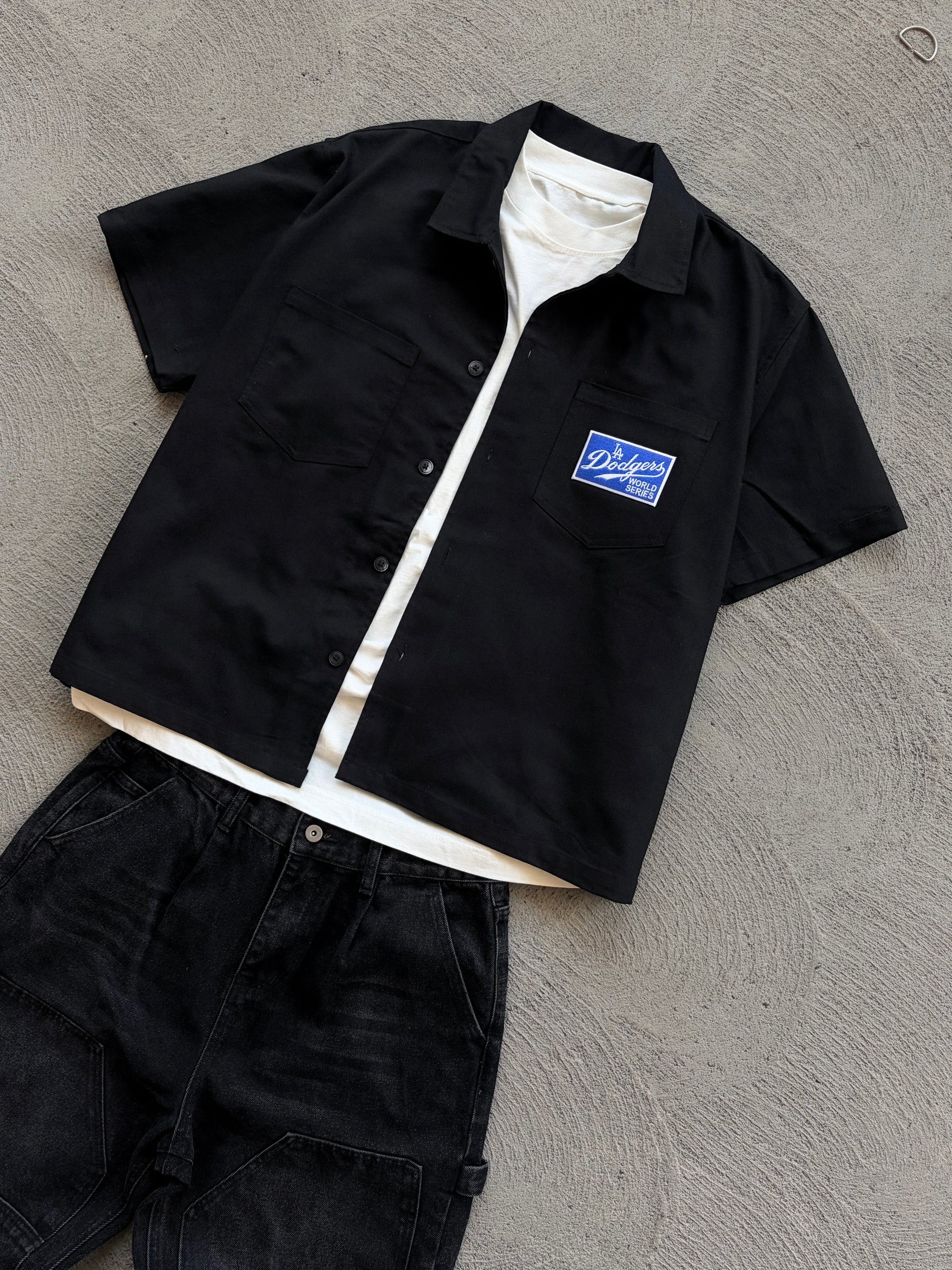 Black - Box Logo Cropped Work Shirt